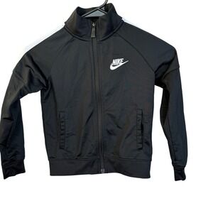 Nike Kids Track Jacket‎ Black White Full Zip Logo Size S 5 104 110cm